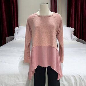 Doe‎ & Rae Dusty Pink High Low Asymmetrical Hem Top M Trendy Boho Chic Feminine